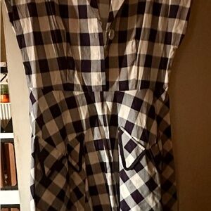 Checkered Navy and White Dress